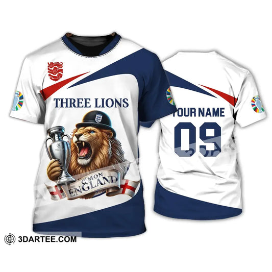 Unisex Shirt - Custom Name And Number Sport C’mon England Three Lions T-Shirt / S T-Shirt