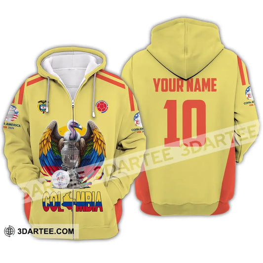 Unisex Shirt - Custom Name And Number Sport Colombia Map Zipper Hoodie / S T-Shirt