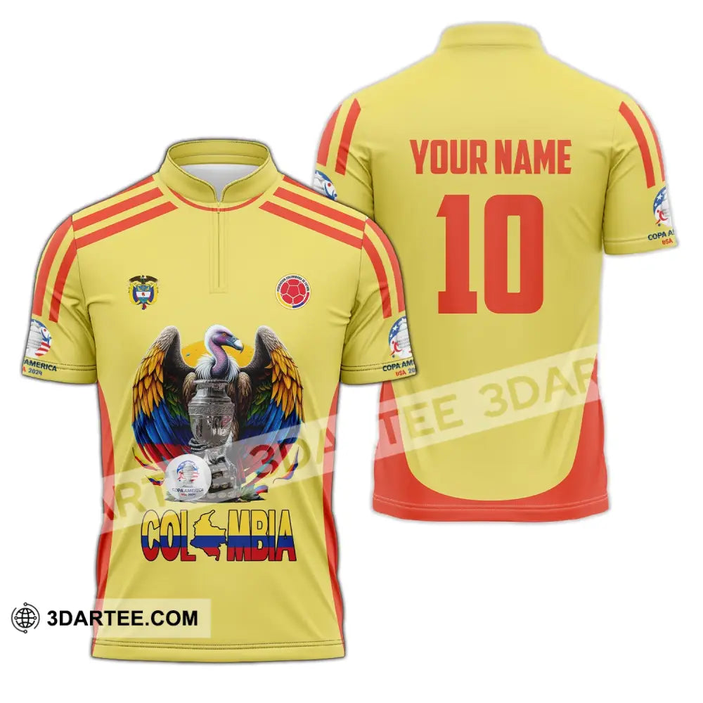 Unisex Shirt - Custom Name And Number Sport Colombia Map Zipper Polo / S T-Shirt