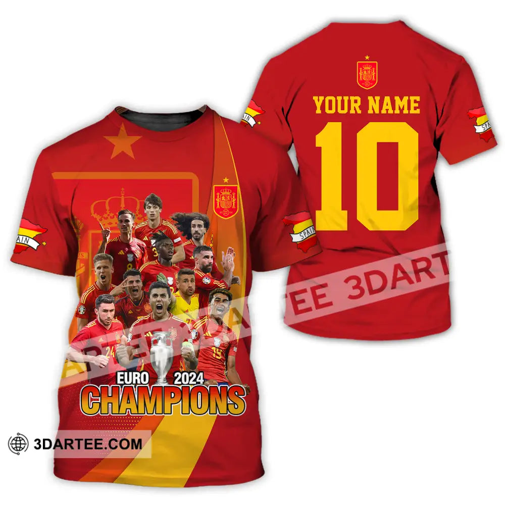 Unisex Shirt - Custom Name And Number Sport Euro 2024 Champion Spain T-Shirt / S T-Shirt