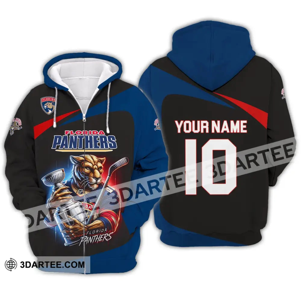 Unisex Shirt - Custom Name And Number Sport Florida Panthers Zipper Hoodie / S T-Shirt