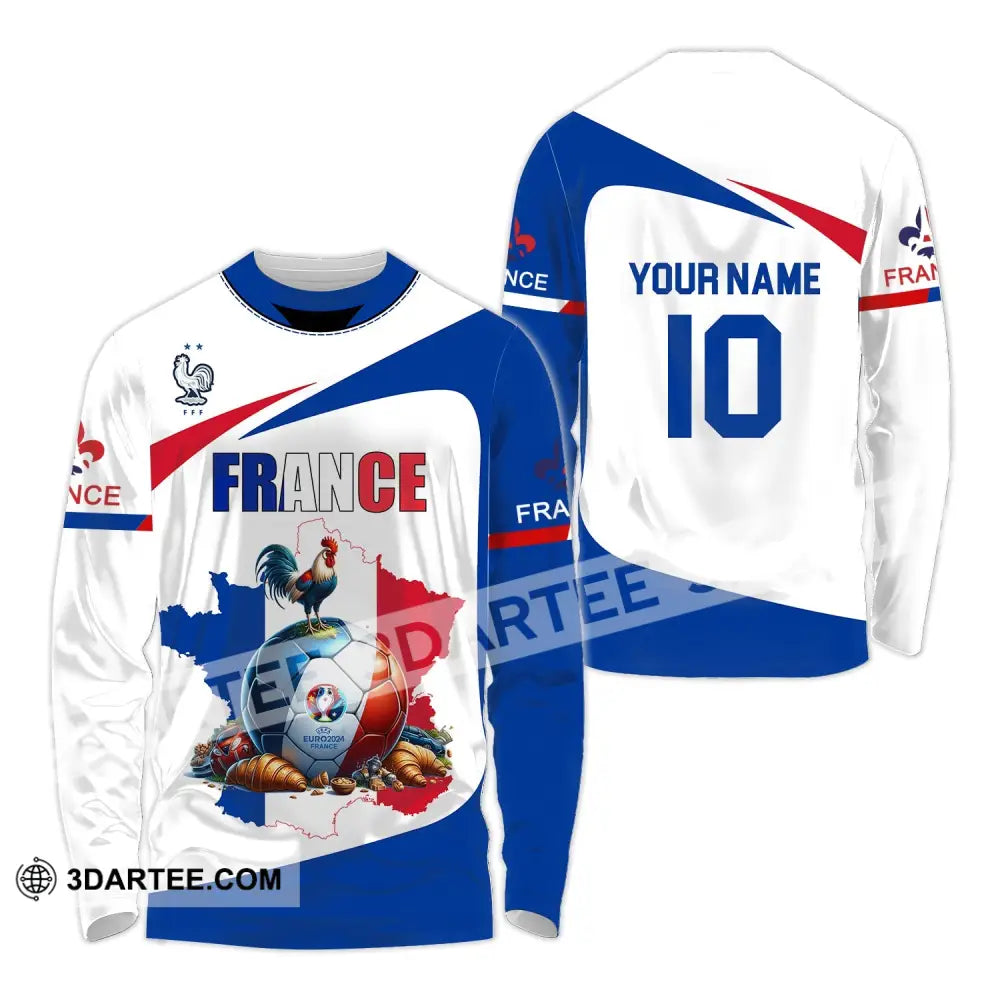 Unisex Shirt - Custom Name And Number Sport France Chicken Ball Long Sleeve / S T-Shirt