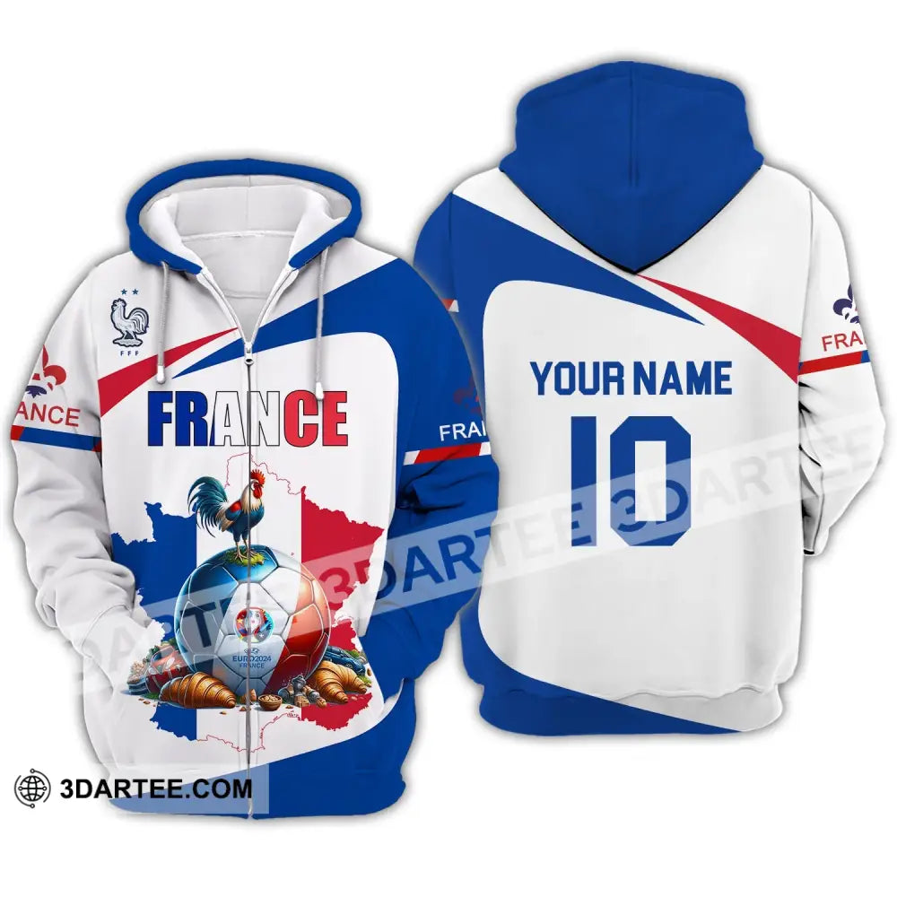 Unisex Shirt - Custom Name And Number Sport France Chicken Ball Zipper Hoodie / S T-Shirt