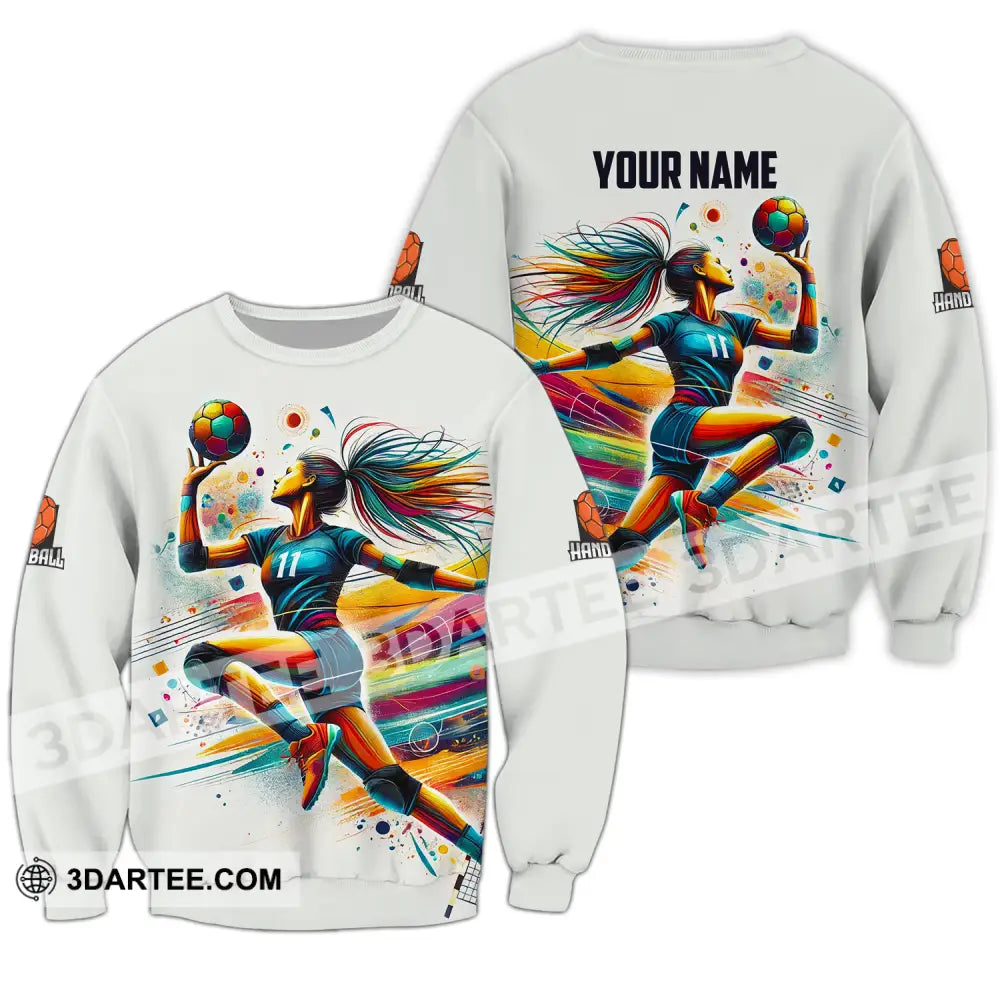 Unisex Shirt - Custom Name And Number Sport Handball Colors Long Sleeve / S T-Shirt