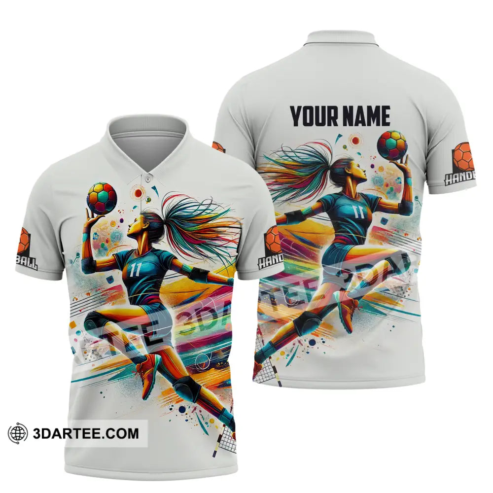 Unisex Shirt - Custom Name And Number Sport Handball Colors Polo / S T-Shirt