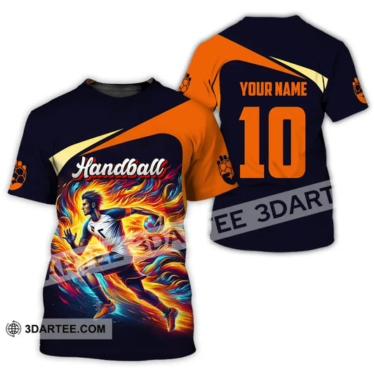 Unisex Shirt - Custom Name And Number Sport Orange Handball T-Shirt / S T-Shirt