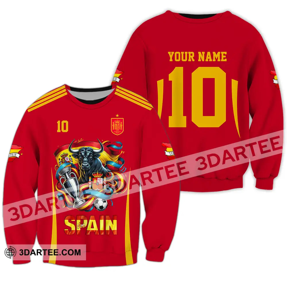 Unisex Shirt - Custom Name And Number Sport Spain Is The Winner Long Sleeve / S T-Shirt