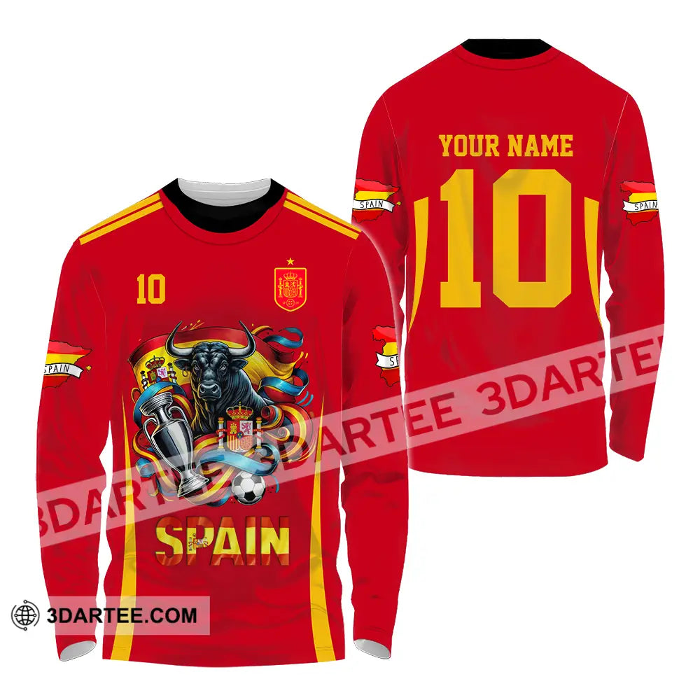 Unisex Shirt - Custom Name And Number Sport Spain Is The Winner Long Sleeve / S T-Shirt