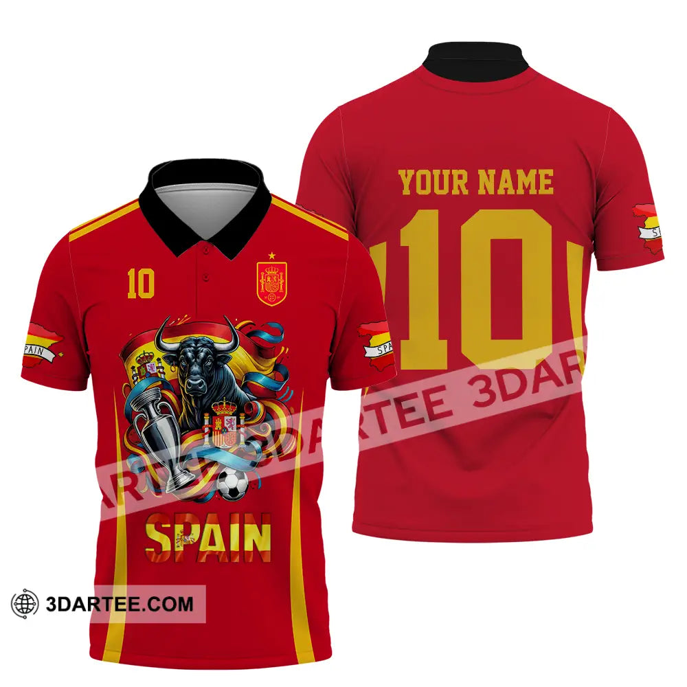 Unisex Shirt - Custom Name And Number Sport Spain Is The Winner Polo / S T-Shirt