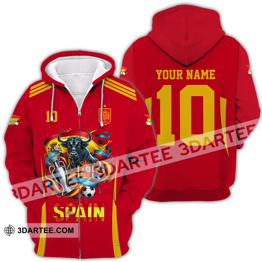 Unisex Shirt - Custom Name And Number Sport Spain Is The Winner Zipper Hoodie / S T-Shirt