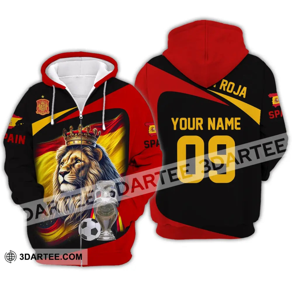 Unisex Shirt - Custom Name And Number Sport Spain La Roja Zipper Hoodie / S T-Shirt