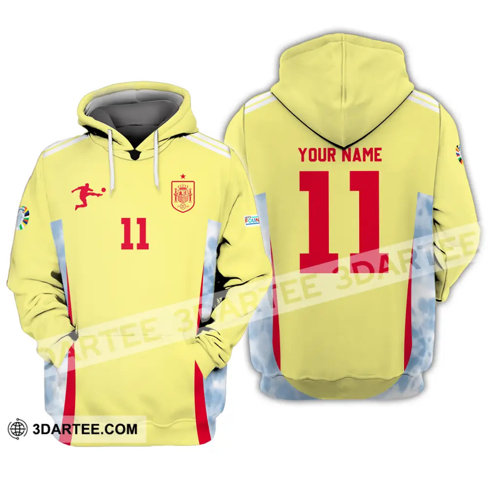 Unisex Shirt - Custom Name And Number Sport Spain Team Hoodie / S T-Shirt