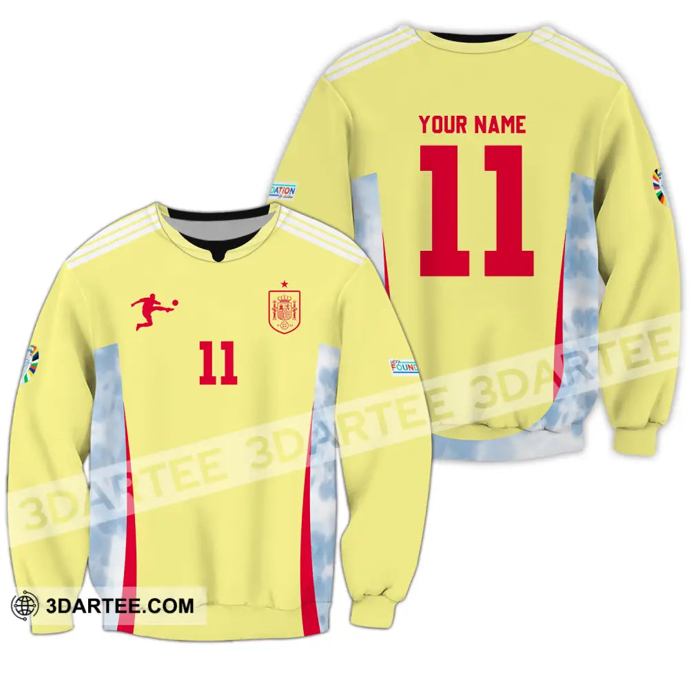 Unisex Shirt - Custom Name And Number Sport Spain Team Long Sleeve / S T-Shirt