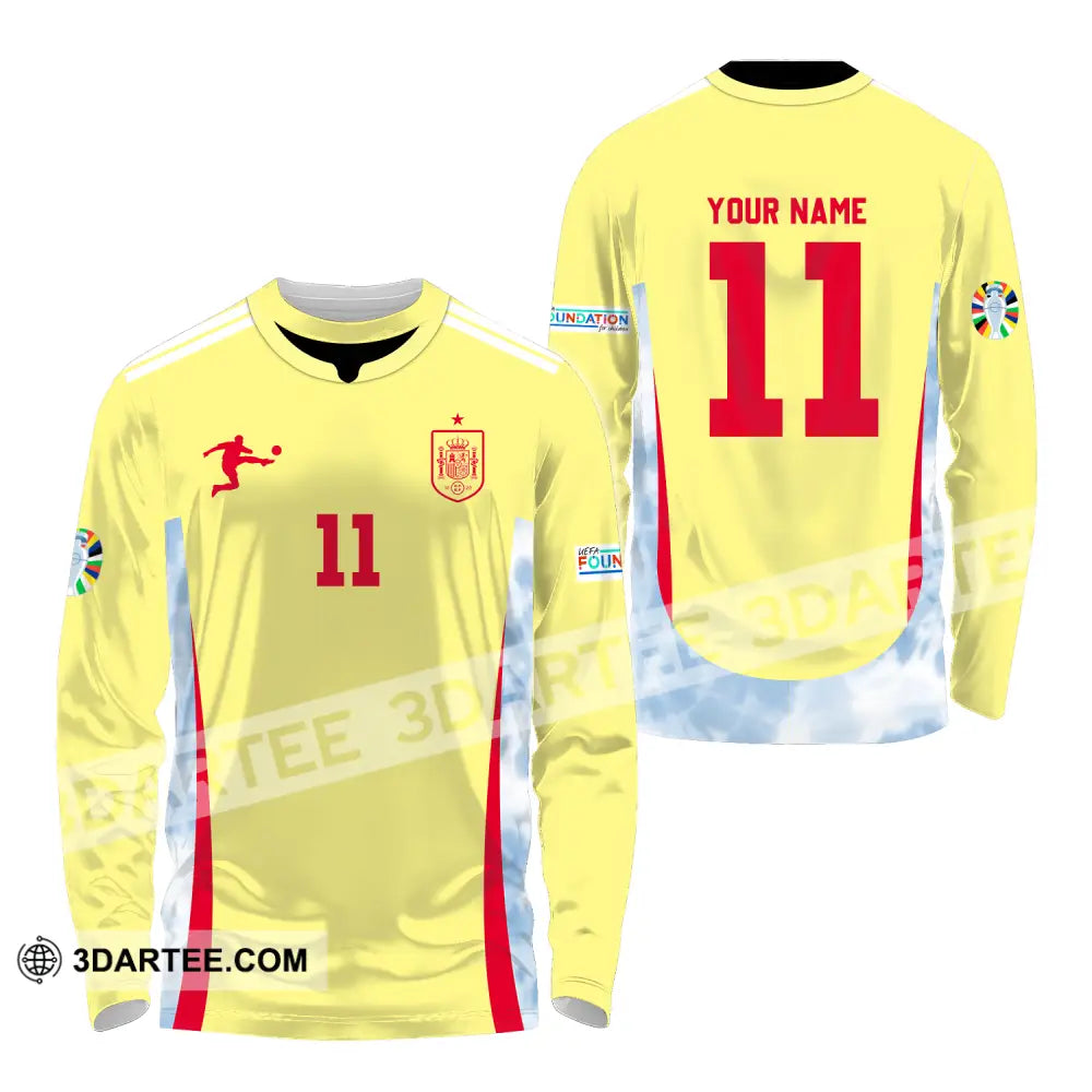 Unisex Shirt - Custom Name And Number Sport Spain Team Long Sleeve / S T-Shirt