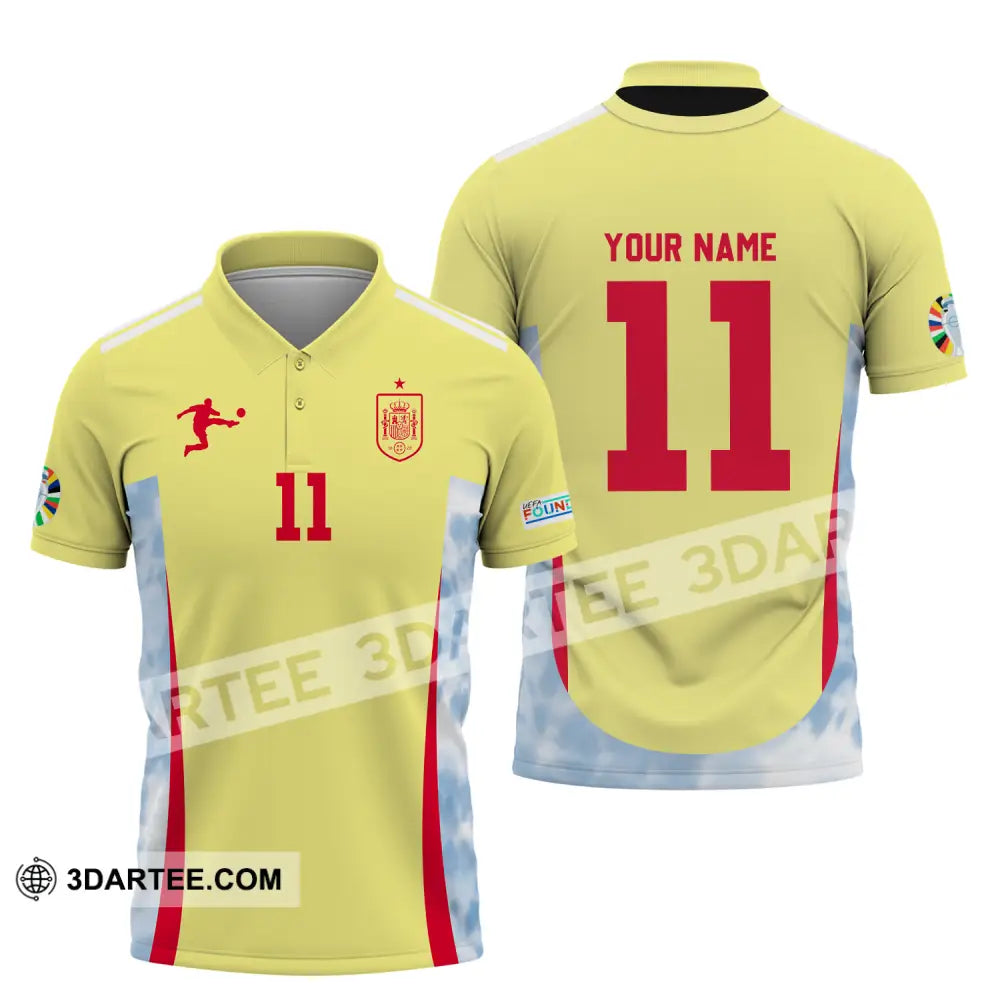 Unisex Shirt - Custom Name And Number Sport Spain Team Polo / S T-Shirt