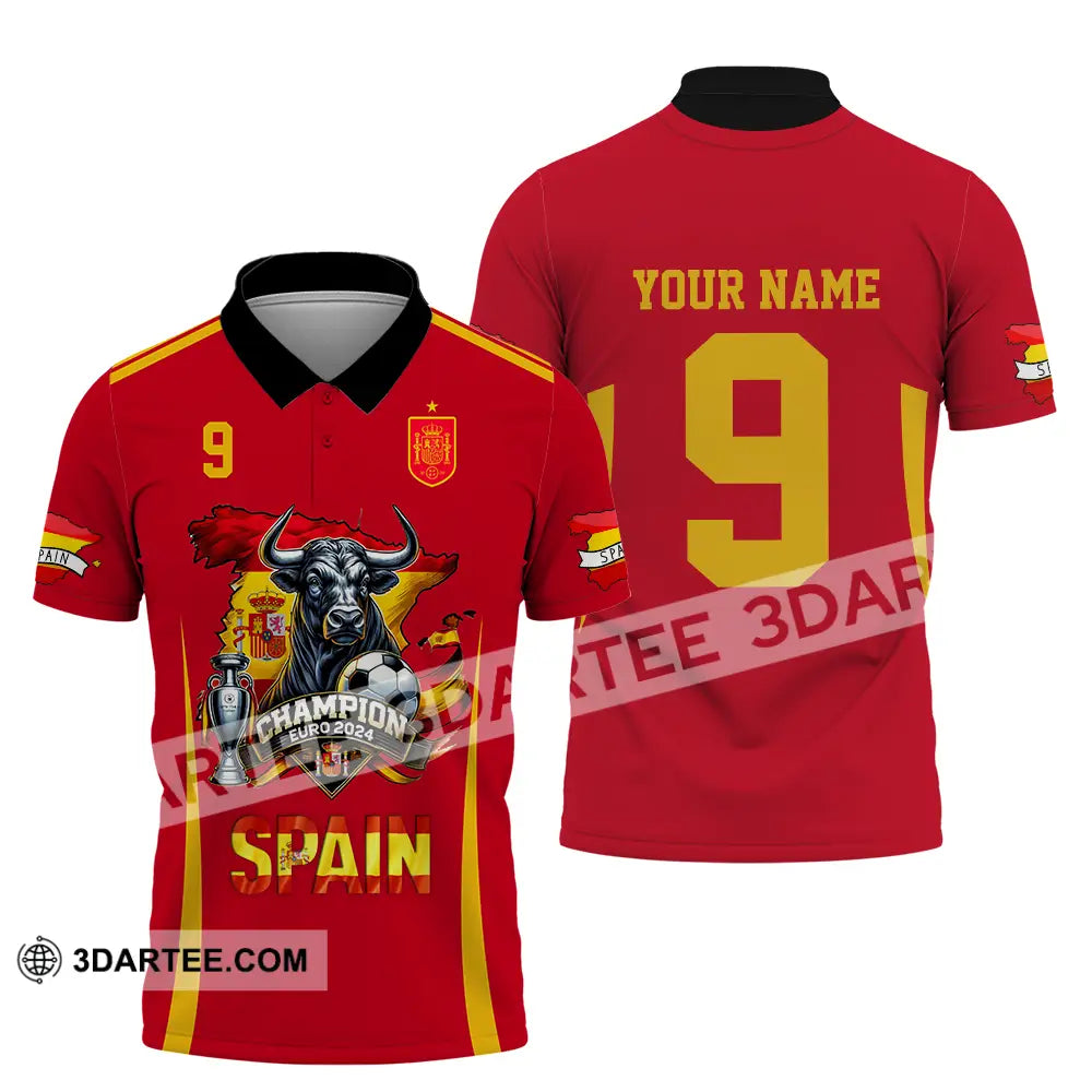 Unisex Shirt - Custom Name And Number Sport Spain The Champion Polo / S T-Shirt