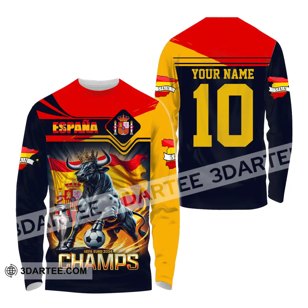 Unisex Shirt - Custom Name And Number Sport The Champion Spain Long Sleeve / S T-Shirt