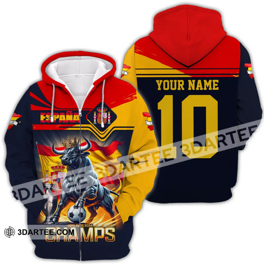 Unisex Shirt - Custom Name And Number Sport The Champion Spain Zipper Hoodie / S T-Shirt