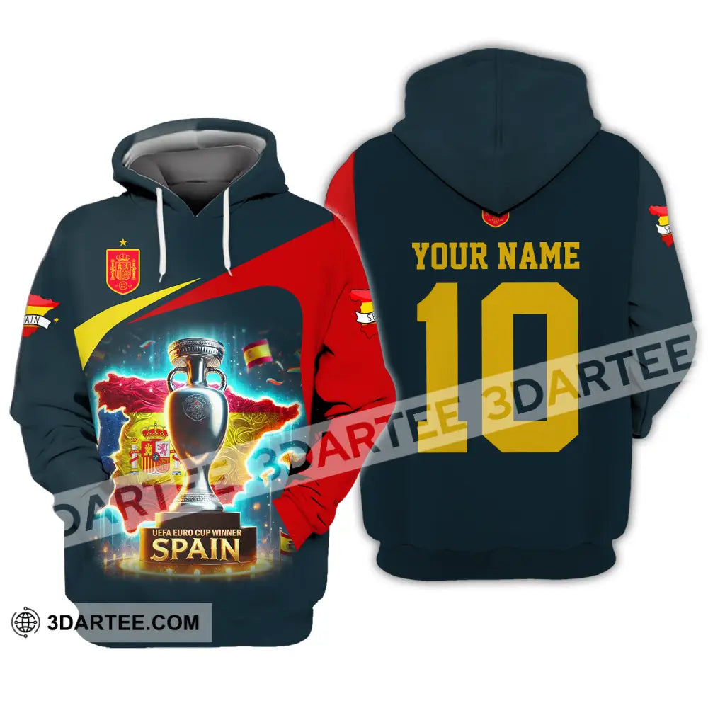 Unisex Shirt - Custom Name And Number Sport Winner Cup Of Spain Hoodie / S T-Shirt