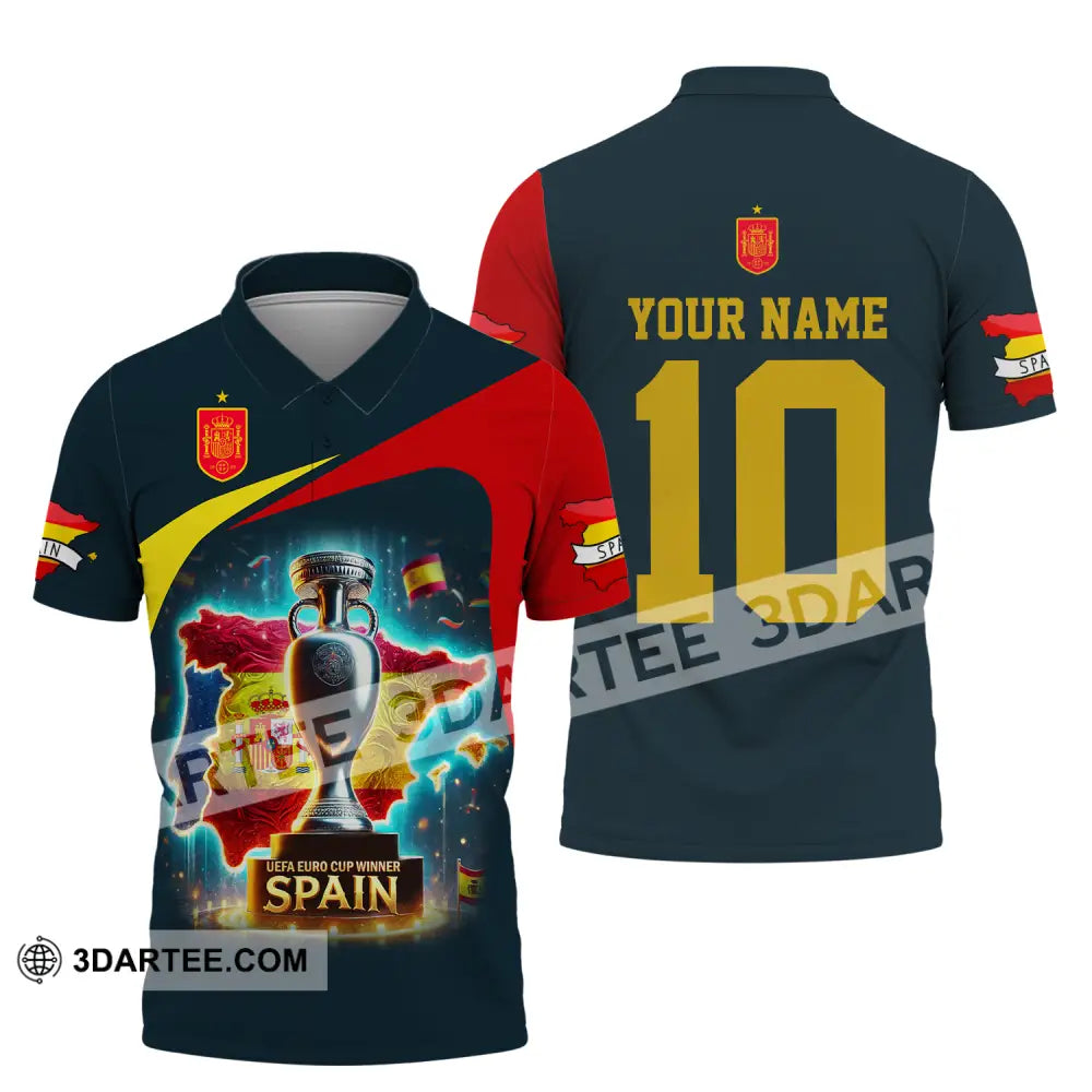 Unisex Shirt - Custom Name And Number Sport Winner Cup Of Spain Polo / S T-Shirt