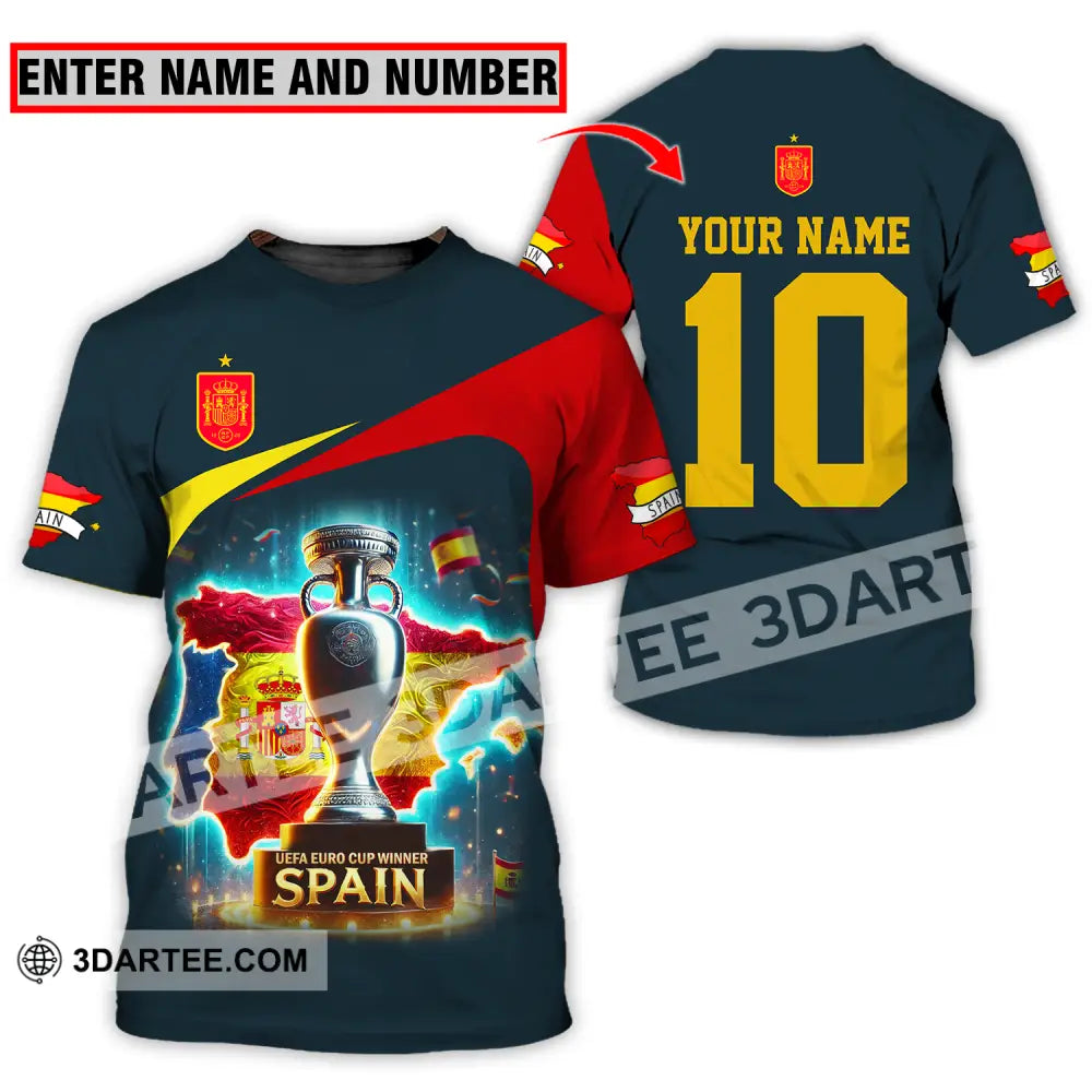 Unisex Shirt - Custom Name And Number Sport Winner Cup Of Spain T-Shirt