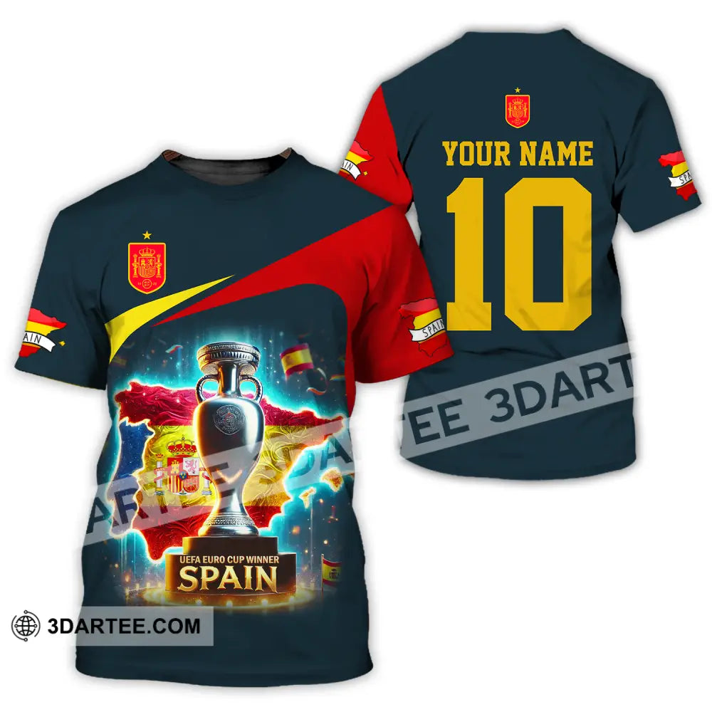 Unisex Shirt - Custom Name And Number Sport Winner Cup Of Spain T-Shirt / S T-Shirt