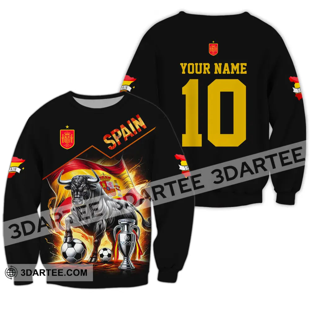 Unisex Shirt - Custom Name And Number Sport Winner Spain Bull Long Sleeve / S T-Shirt