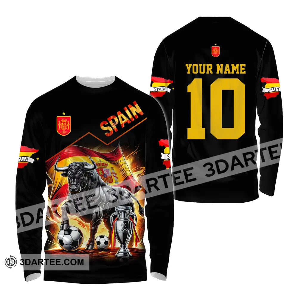 Unisex Shirt - Custom Name And Number Sport Winner Spain Bull Long Sleeve / S T-Shirt