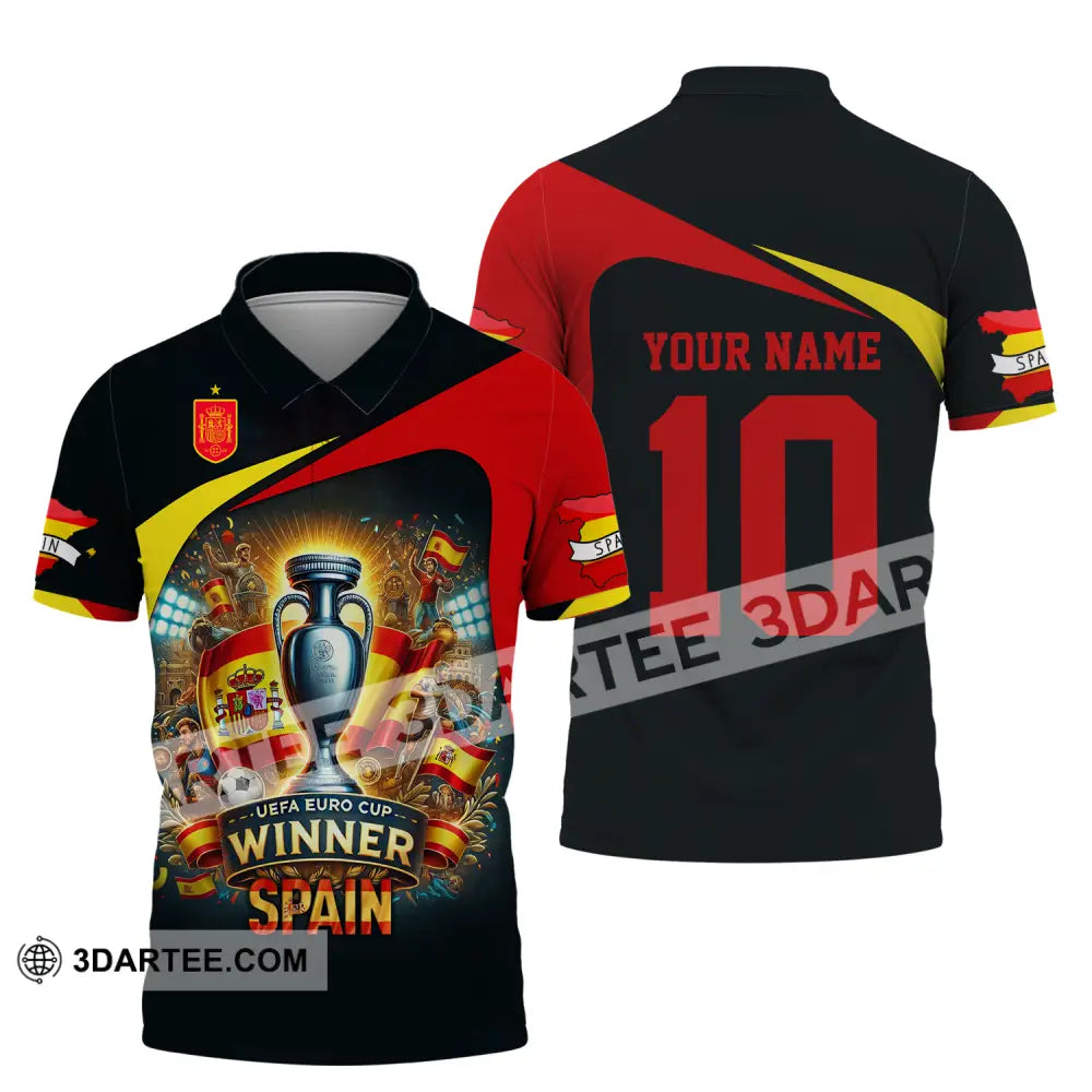 Unisex Shirt - Custom Name And Number Sport Winner Spain Euro 2024 Polo / S T-Shirt