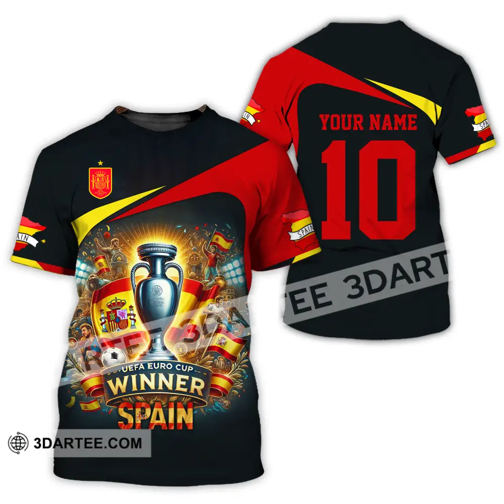 Unisex Shirt - Custom Name And Number Sport Winner Spain Euro 2024 T-Shirt / S T-Shirt