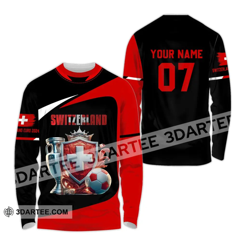 Unisex Shirt - Custom Name And Number Switzerland Euro 2024 National Team Long Sleeve / S T-Shirt