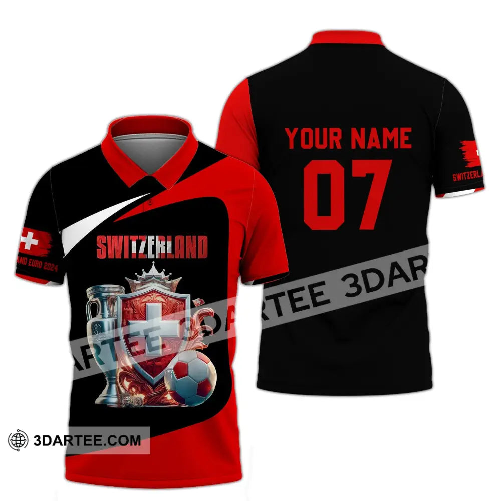 Unisex Shirt - Custom Name And Number Switzerland Euro 2024 National Team Polo / S T-Shirt