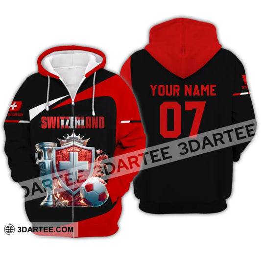 Unisex Shirt - Custom Name And Number Switzerland Euro 2024 National Team Zipper Hoodie / S T-Shirt