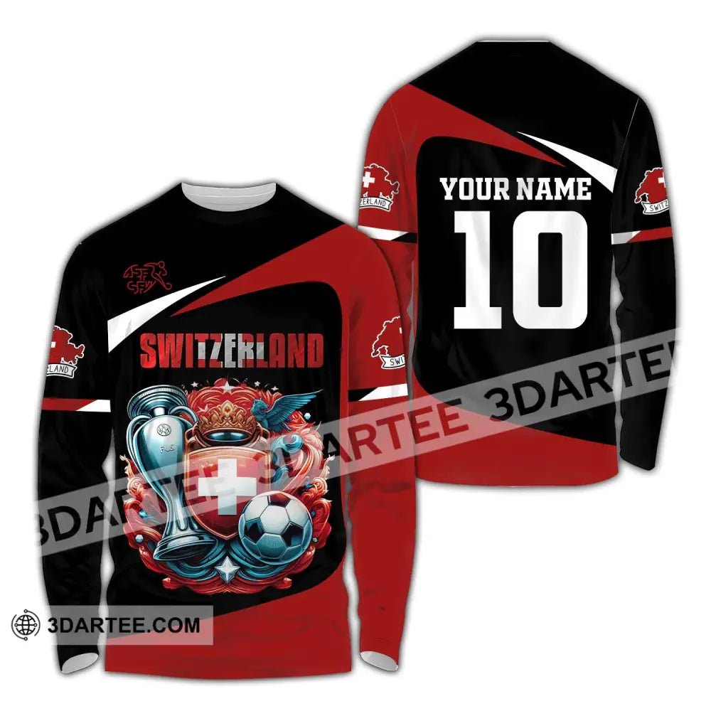 Unisex Shirt Custom Name And Number Switzerland Football Polo Long Sleeve / S T-Shirt