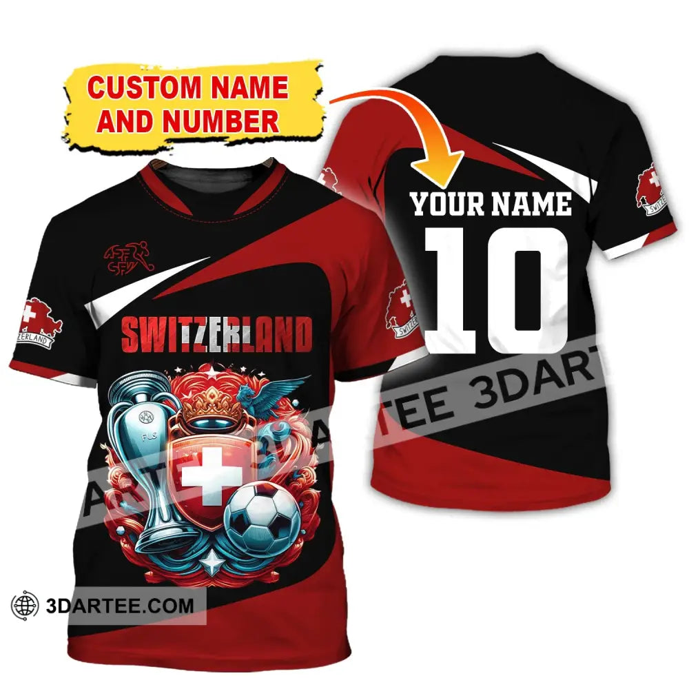 Unisex Shirt Custom Name And Number Switzerland Football Polo Long Sleeve T-Shirt