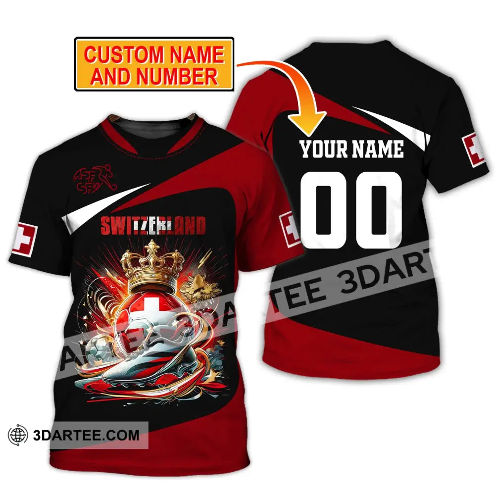 Unisex Shirt Custom Name And Number Switzerland Football Polo Long Sleeve T-Shirt