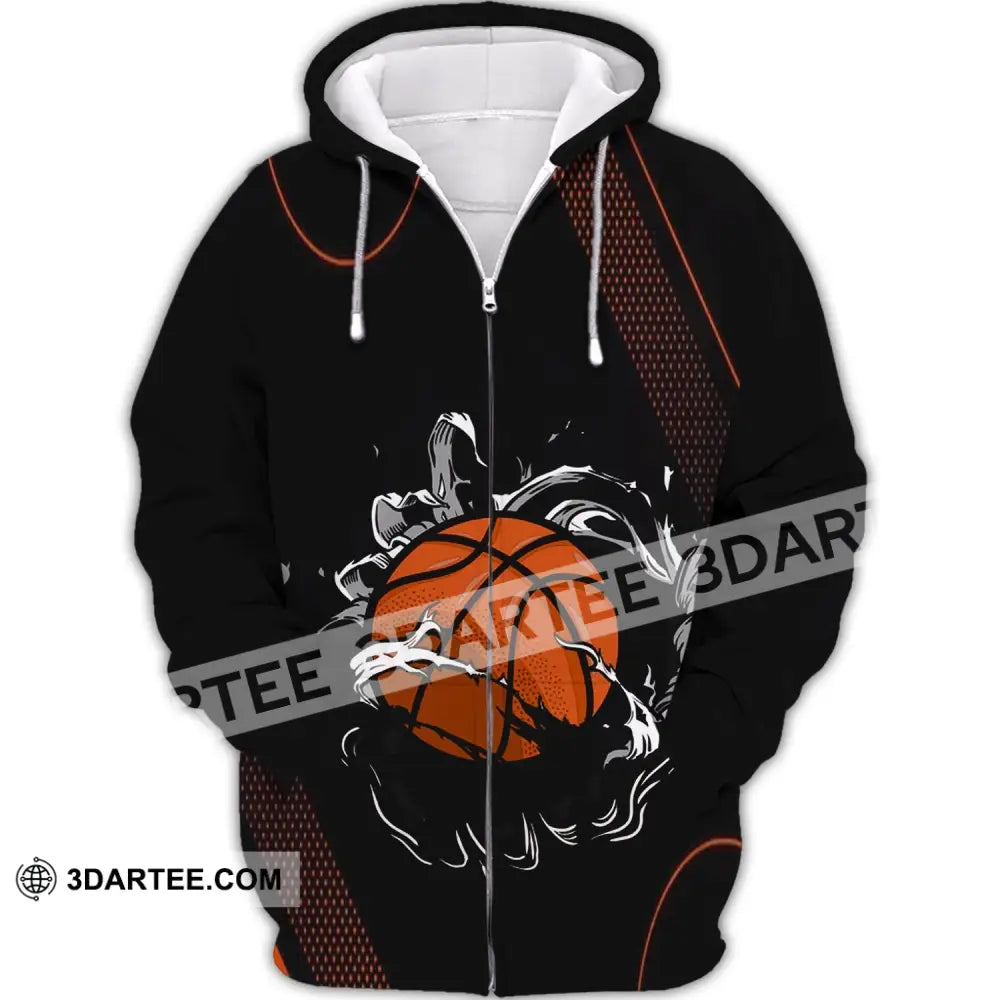 Unisex Shirt - Custom Name And Number T-Shirt Personalized Basketball Clothing Zipper Hoodie / S