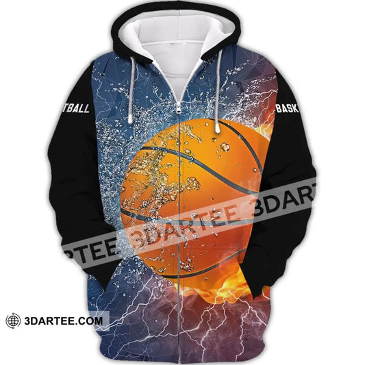 Unisex Shirt - Custom Name And Number T-Shirt Personalized Basketball Sportwear Zipper Hoodie / S