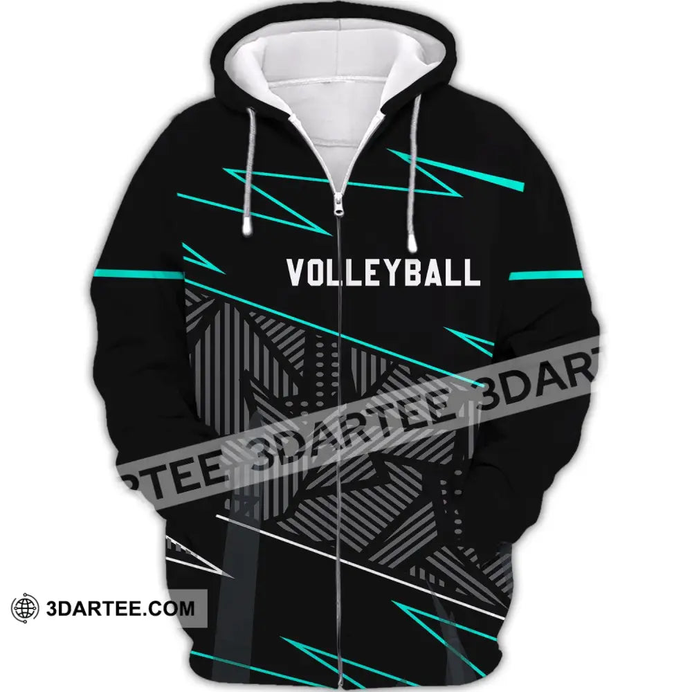 Unisex Shirt - Custom Name And Number T-Shirt Personalized Volleyball Clothing Zipper Hoodie / S