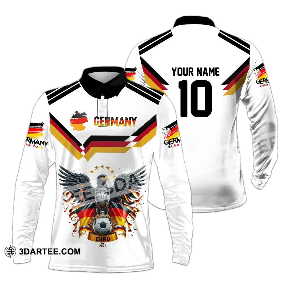 Unisex Shirt - Custom Name And Number Team Germany Euro 2024 Long Sleeve Polo / S T-Shirt