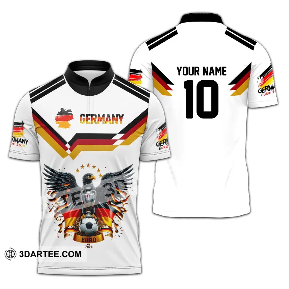 Unisex Shirt - Custom Name And Number Team Germany Euro 2024 Zipper Polo / S T-Shirt