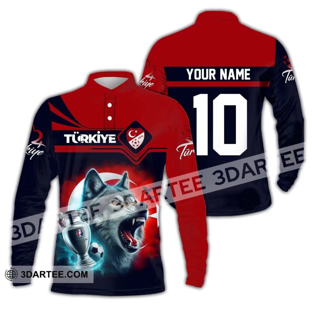 Unisex Shirt Custom Name And Number Turkey Football Polo Euro 2024 Hoodie Long Sleeve / S T-Shirt