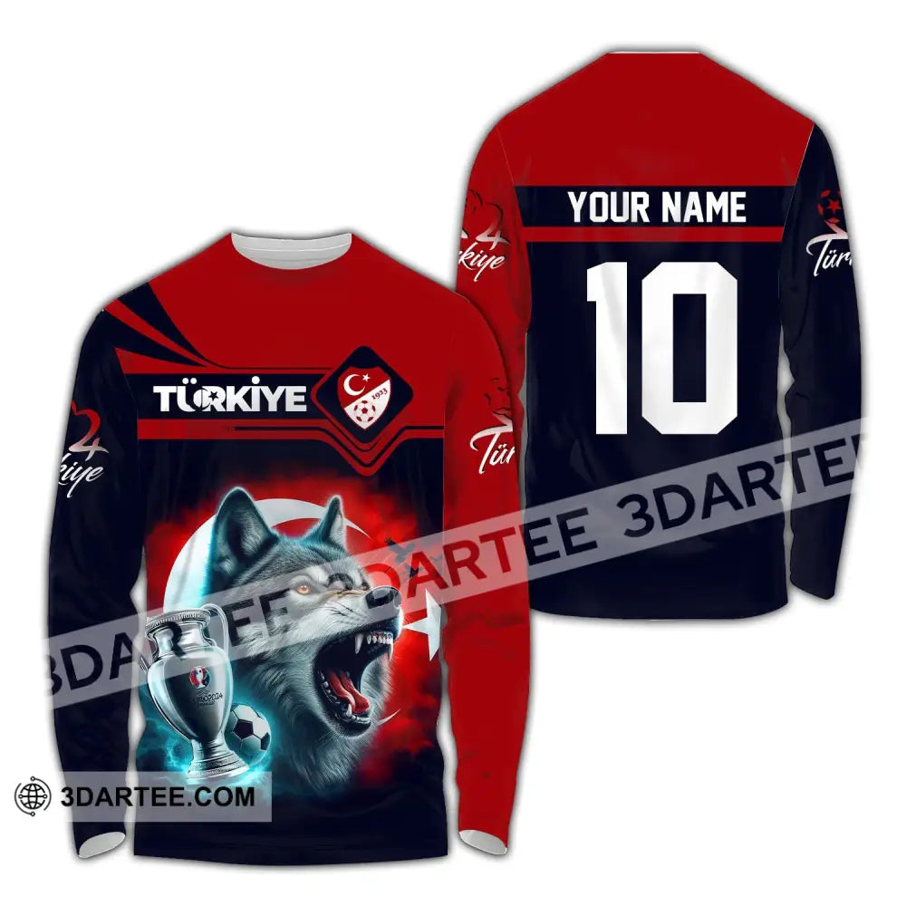 Unisex Shirt Custom Name And Number Turkey Football Polo Euro 2024 Hoodie Long Sleeve / S T-Shirt