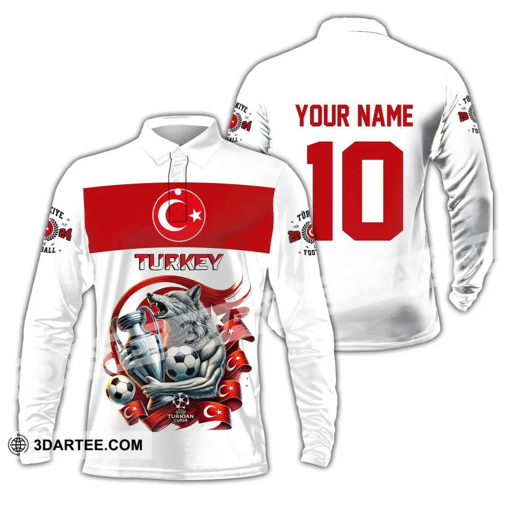 Unisex Shirt Custom Name And Number Turkey Football Polo Euro 2024 Hoodie Long Sleeve / S T-Shirt