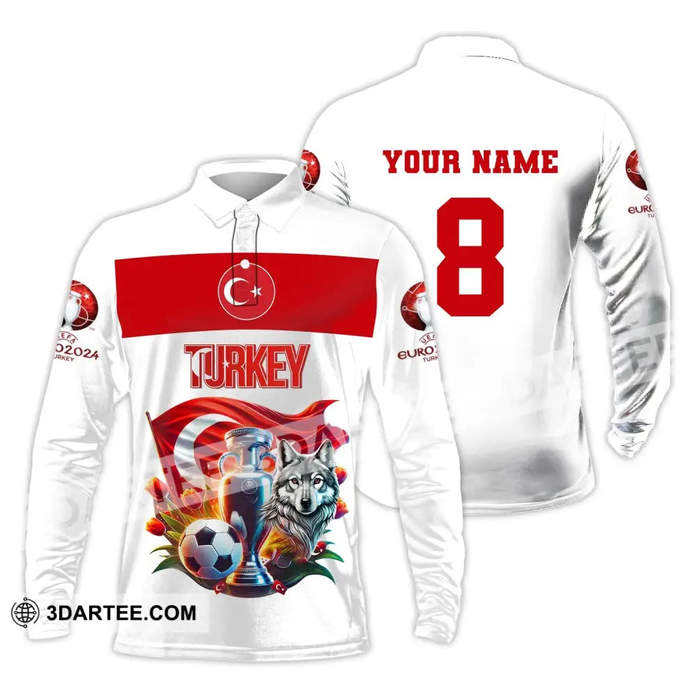 Unisex Shirt Custom Name And Number Turkey Football Polo Euro 2024 Hoodie Long Sleeve / S T-Shirt