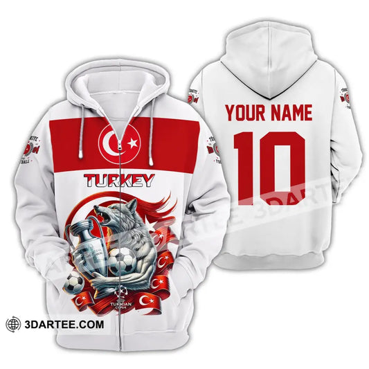 Unisex Shirt Custom Name And Number Turkey Football Polo Euro 2024 Hoodie Long Sleeve Zipper / S