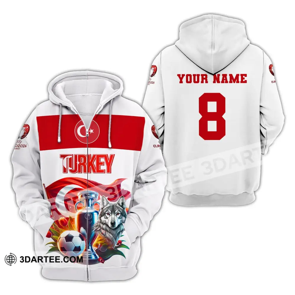 Unisex Shirt Custom Name And Number Turkey Football Polo Euro 2024 Hoodie Long Sleeve Zipper / S