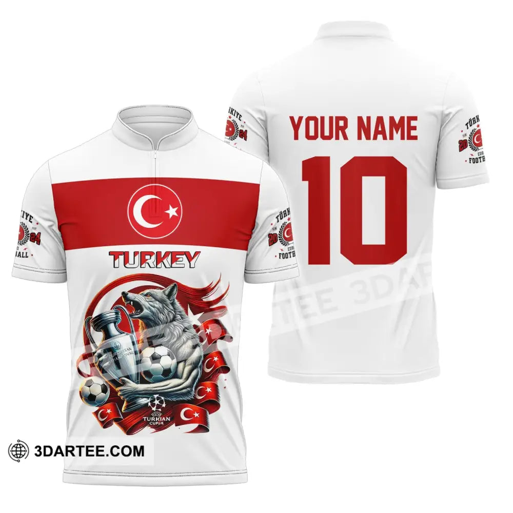 Unisex Shirt Custom Name And Number Turkey Football Polo Euro 2024 Hoodie Long Sleeve Zipper / S