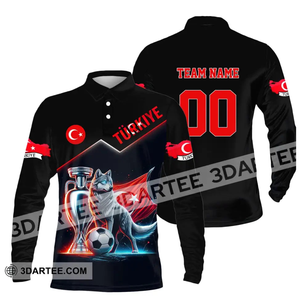 Unisex Shirt Custom Name And Number Turkiye Football Turkey Euro 2024 Türkiye Polo Long Sleeve / S