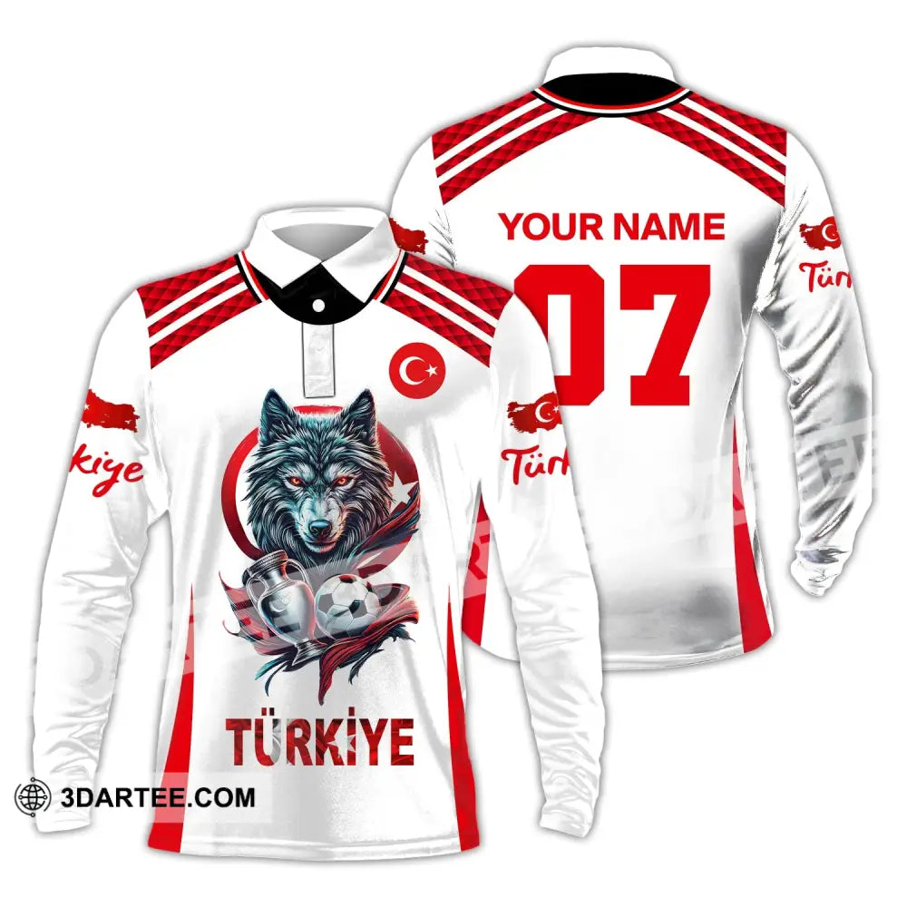 Unisex Shirt Custom Name And Number Turkiye Football Turkey Euro 2024 Türkiye Polo Long Sleeve / S